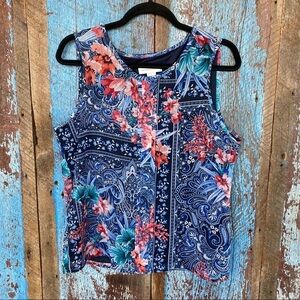 Christopher & Banks Navy Floral Tank